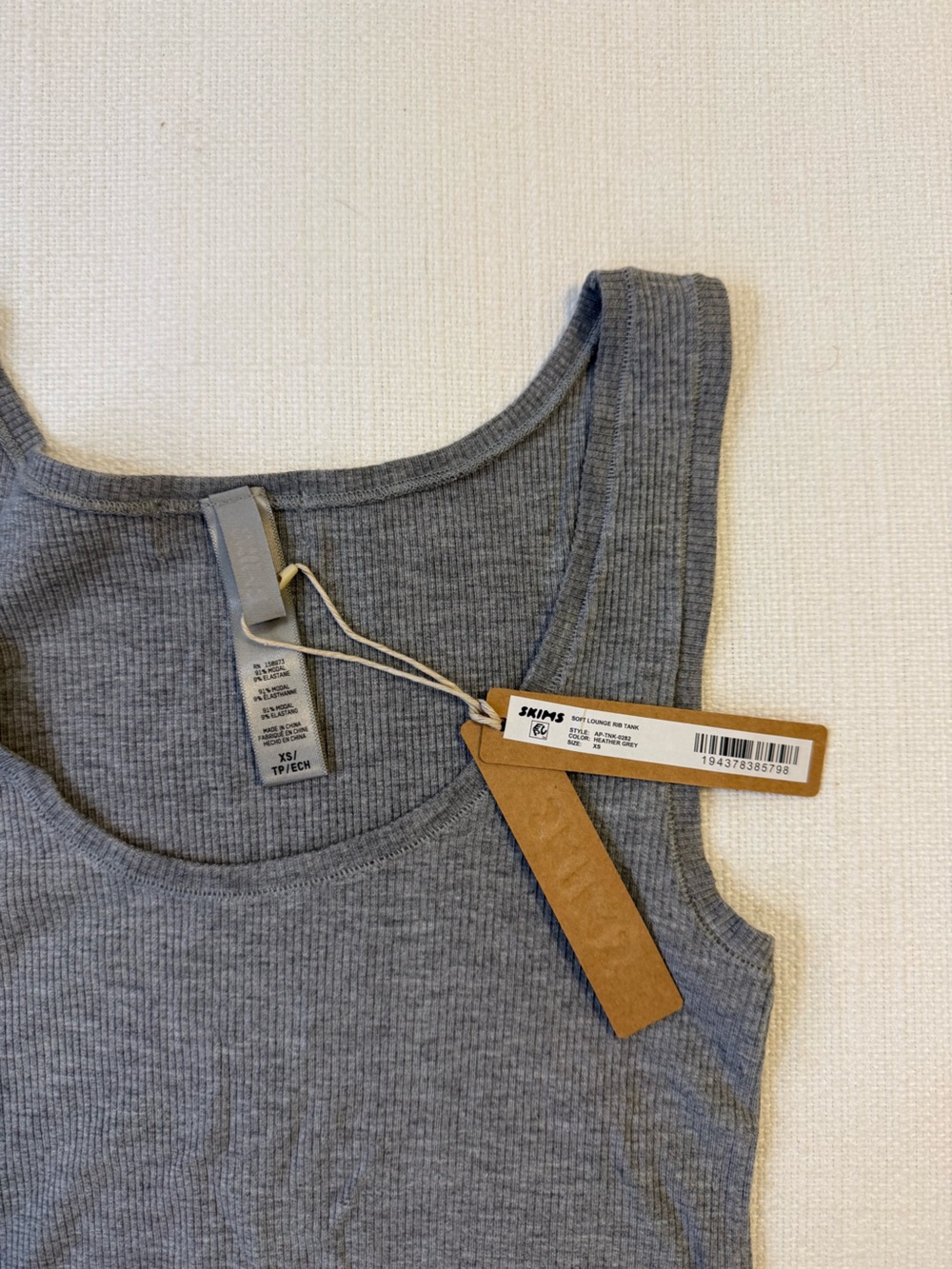 SKIMS Ribbed Tank Top in Heather Gray - Picture 3 of 4